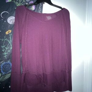 Time and Tru Women's Long Sleeve Knit Top - Plum
